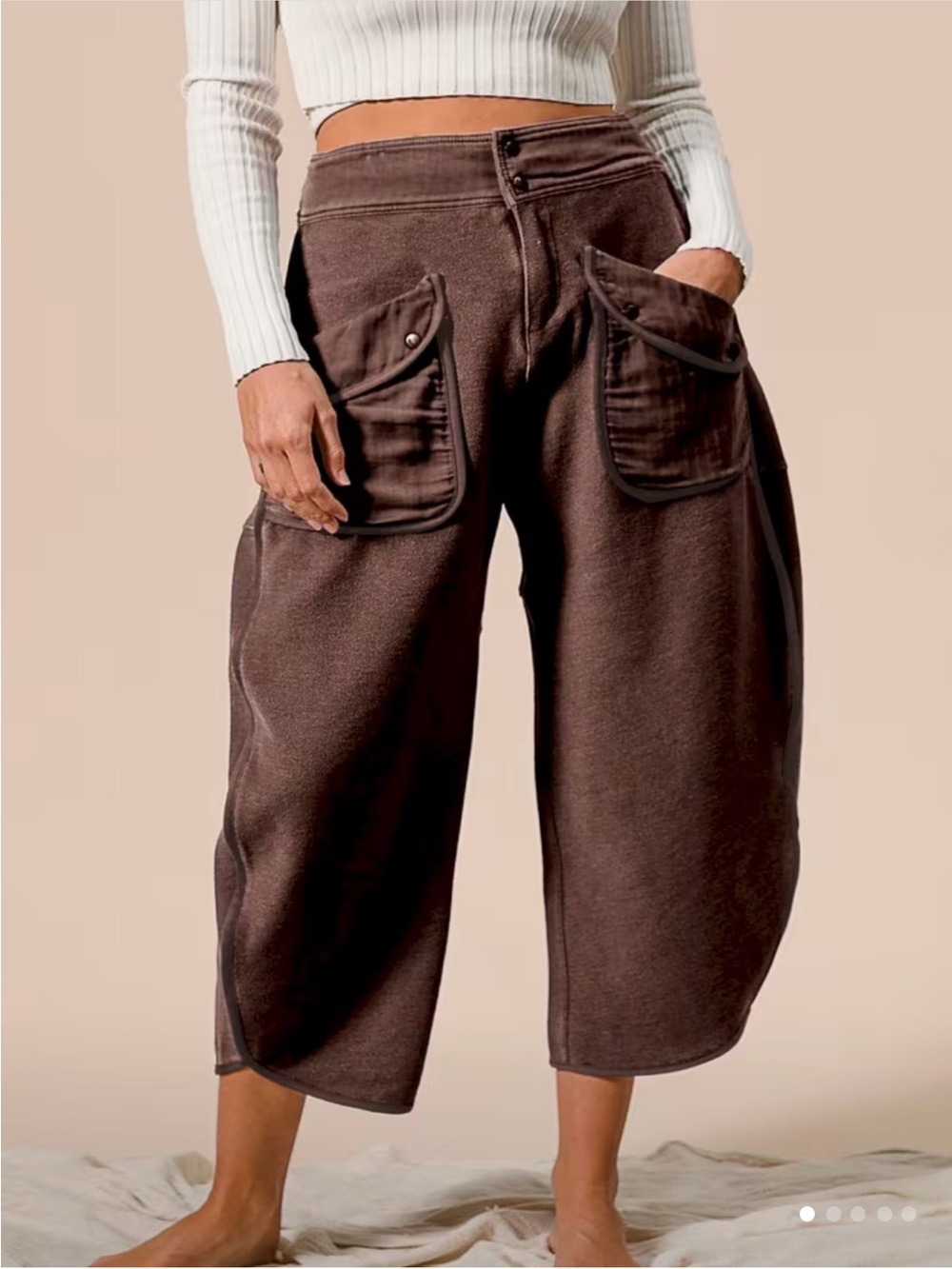 BiBi Chocolate Brown Cropped Cargo Pants